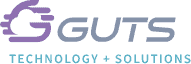 GUTS - Government Utilities Technology Service Logo, purple cloud with grey text, tagline Technology + Solutions